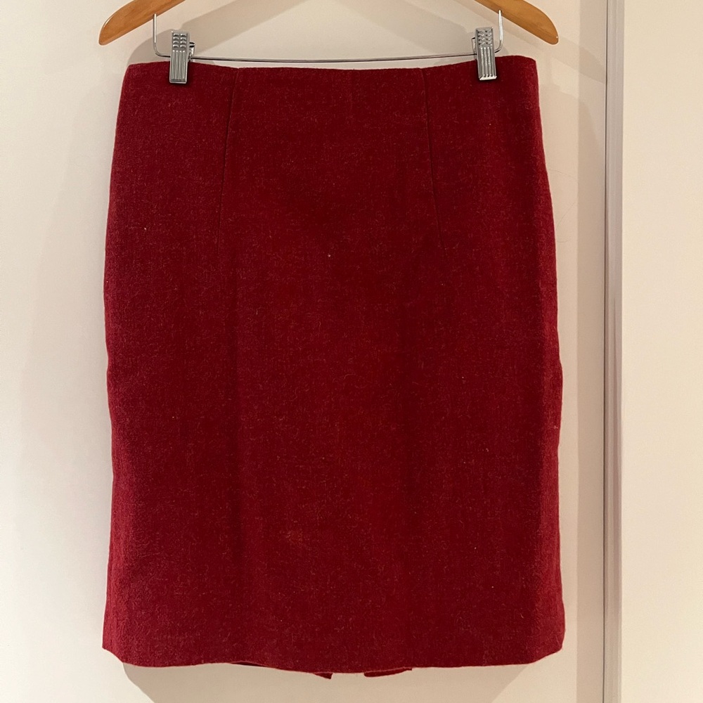 Red Wool Blend Skirt